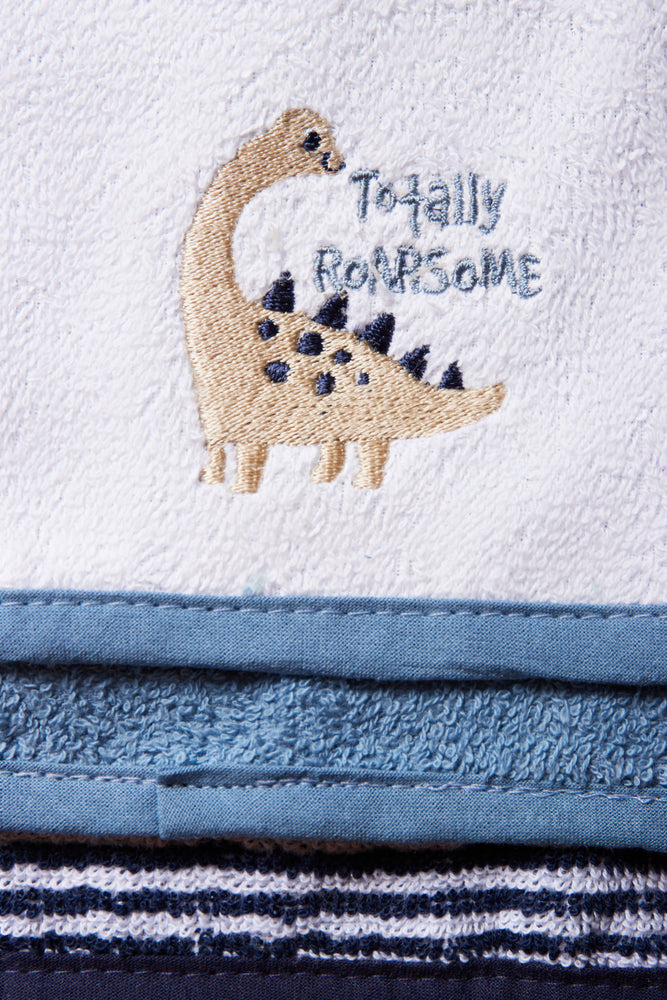 3 Pack Dinosaur Facecloths Blue (1)