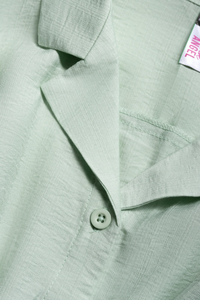 Knot Hem Woven Shirt Misty Jade (1)