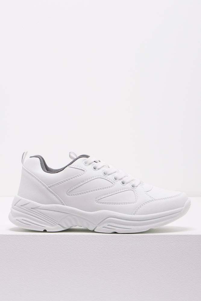Lace Up Leather Trainer White (1)