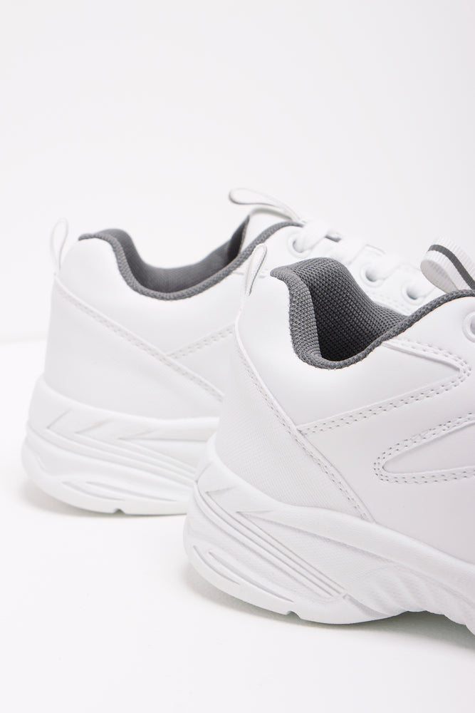 Lace Up Leather Trainer White (3)