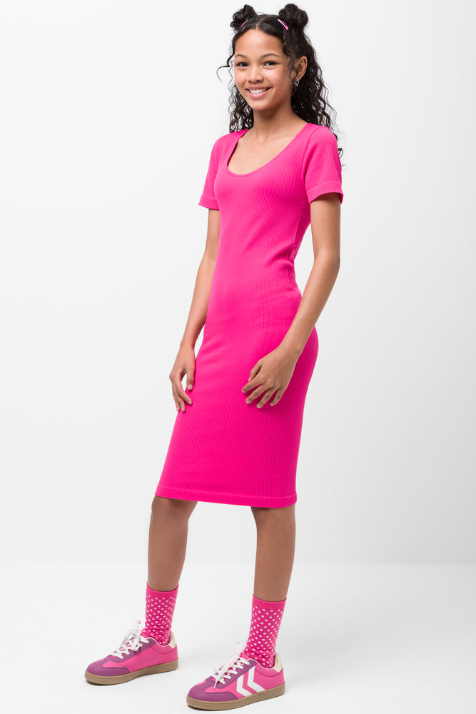Seamless Bodycon Dress Pink (1)