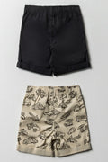 2 Pack Shorts Black And Stone (2)