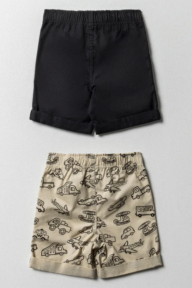 2 Pack Shorts Black And Stone (2)