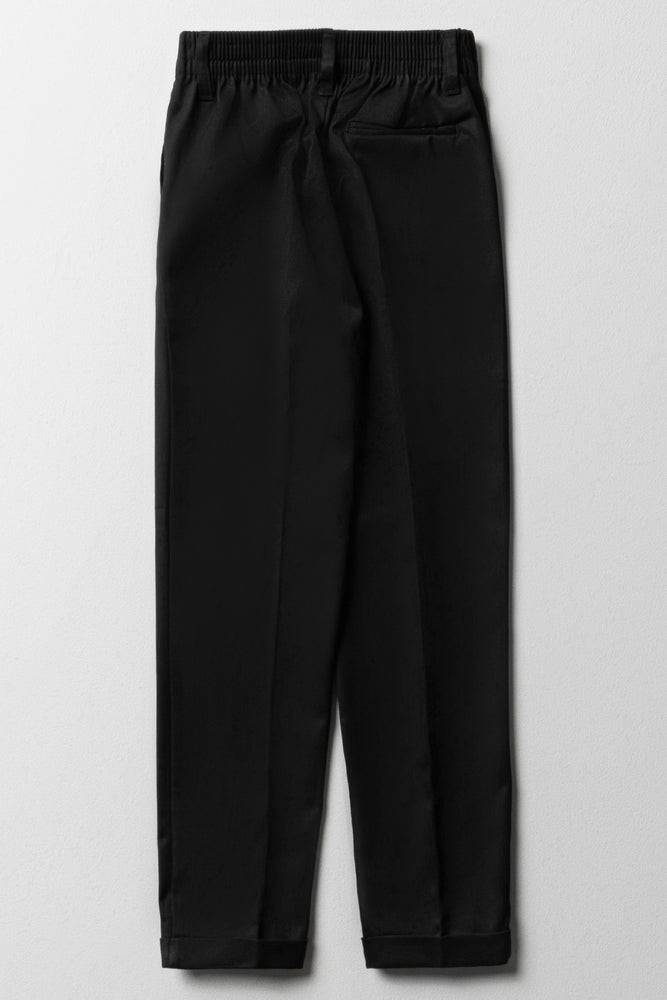 Boys School Turn Up Pants Black (2)