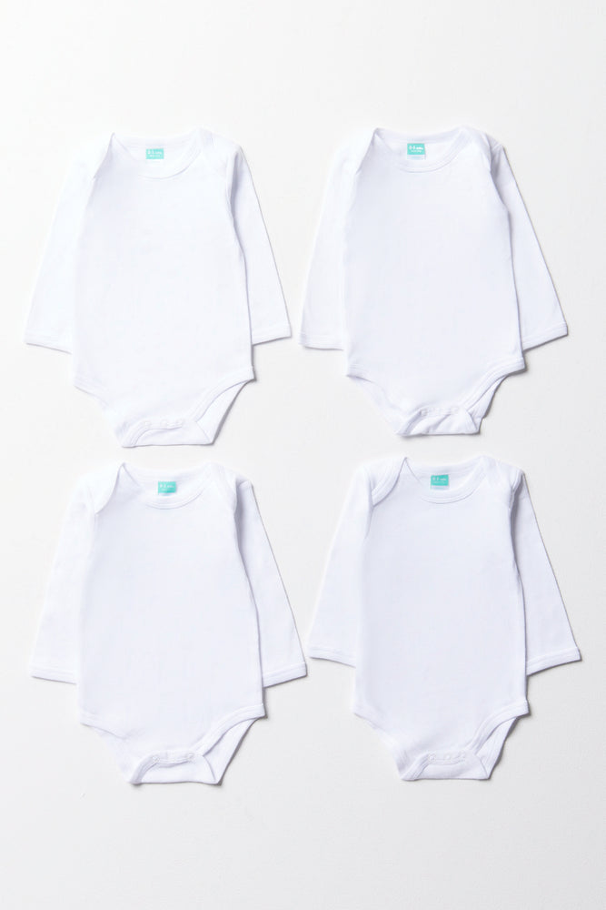 4 Pack Long Sleeve Bodyvests White