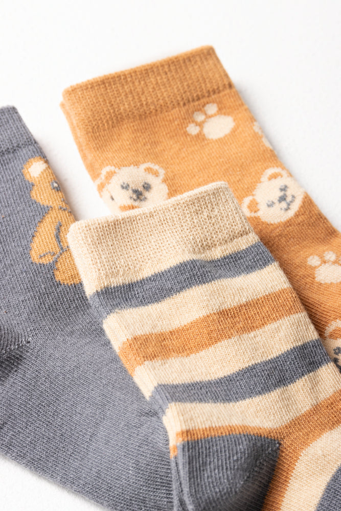 3 Pack Bear Socks Natural (1)
