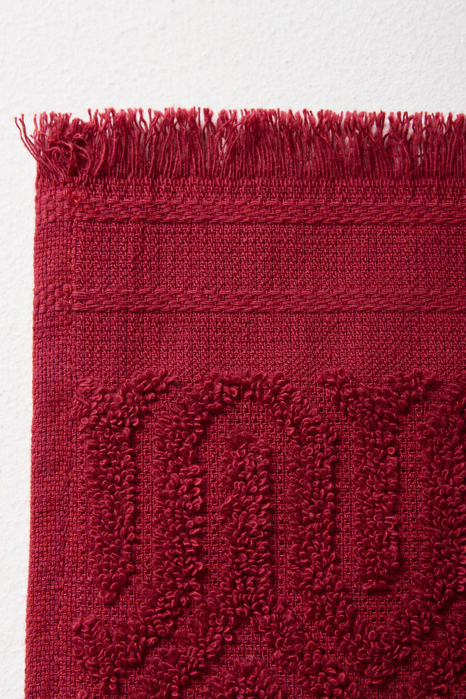 Textured Fringe Guest Towel Red