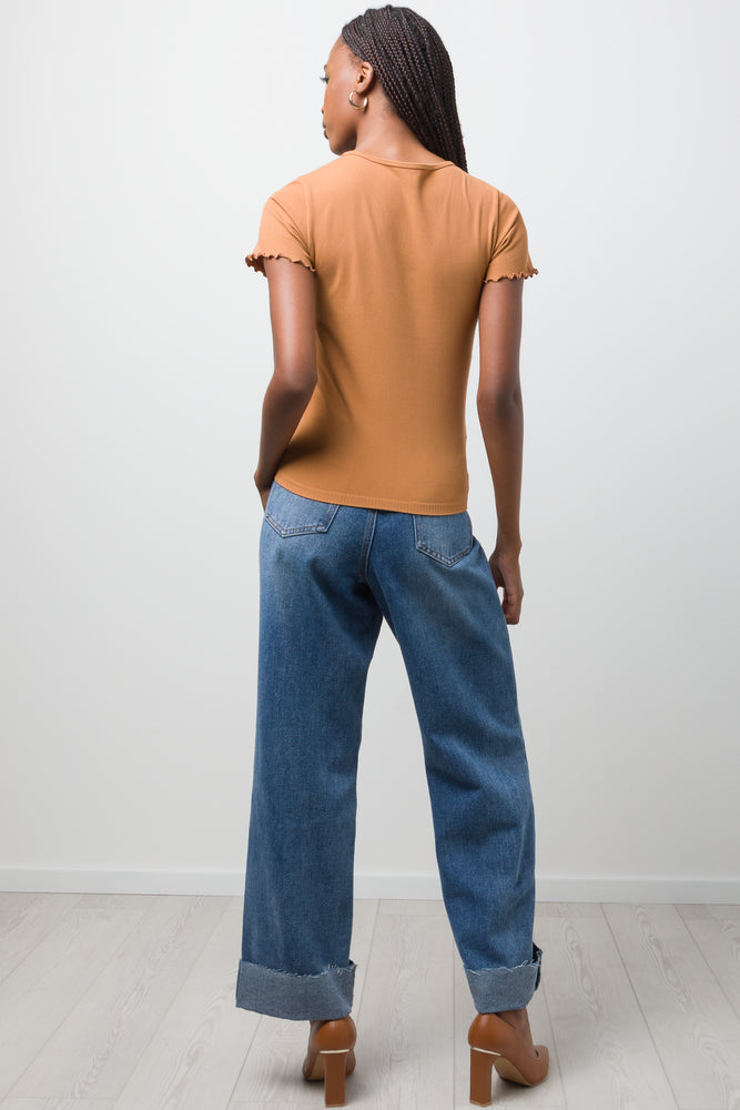 Crew Neck Short Sleeve Seamfree Brown (2)
