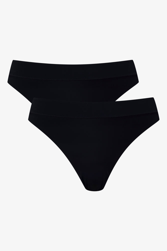 2 Pack Lazer Thong Panty Black