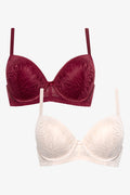 2 Pack Winter Lace Balconette Bra - Sml Red Mushroom (1)
