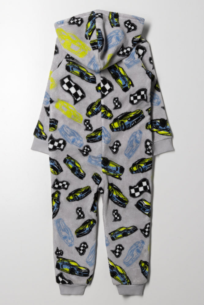 Racing Car Coral Fleece Onesie Grey (2)