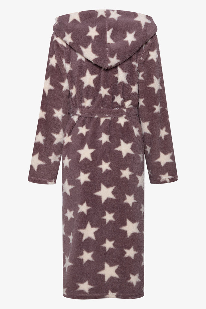 Star Print Hooded Gown Natural (1)