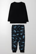 Dino Long Sleeve Coral Fleece Pyjama Black (3)