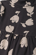 POLONECK FLORAL FIT AND FLARE RIB DRESS CHARCOAL (1)