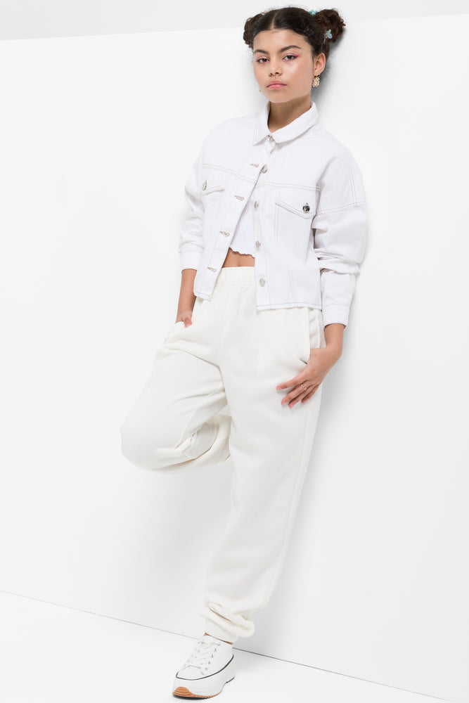 Trackpants With Elasticated Cuff White Alyssum