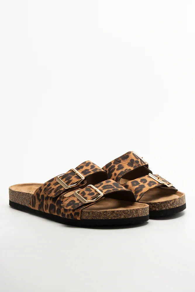 DOUBLE BAND BUCKLE HEALTH SANDAL LEOPARD