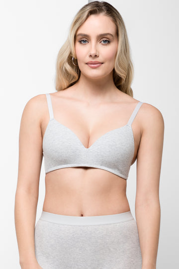 Single Cotton Padded bra grey melange