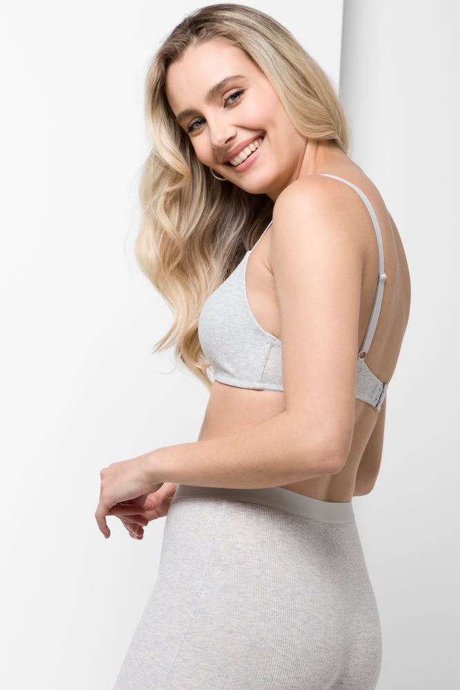Single Cotton Padded bra grey melange (1)