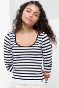 Crew neck Tshirt seamless stripe black and white