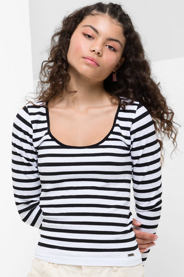 Crew neck Tshirt seamless stripe black and white