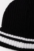 STRIPED RIB BEANIE BLACK (1)