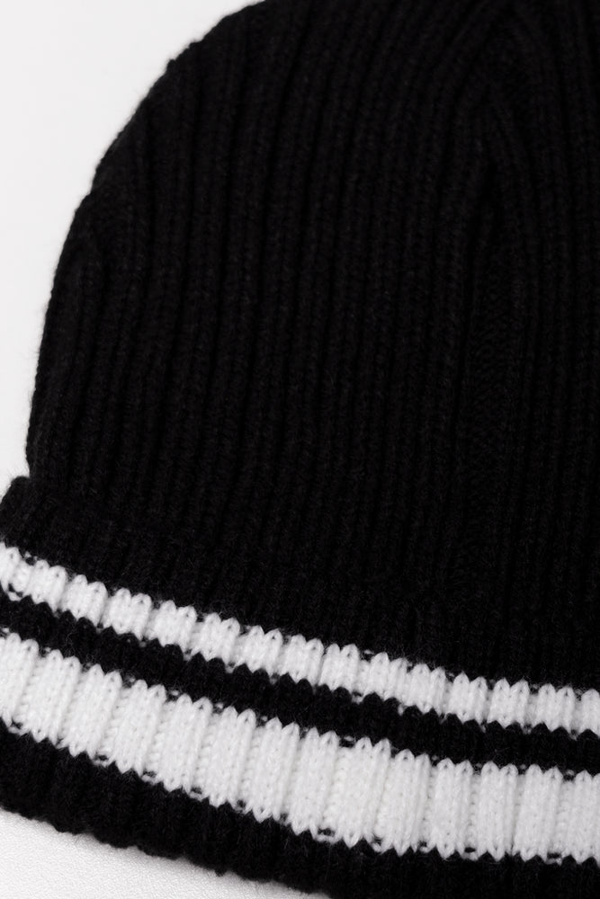 STRIPED RIB BEANIE BLACK (1)