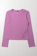 Long Sleeve Top With Bow Detail Purple