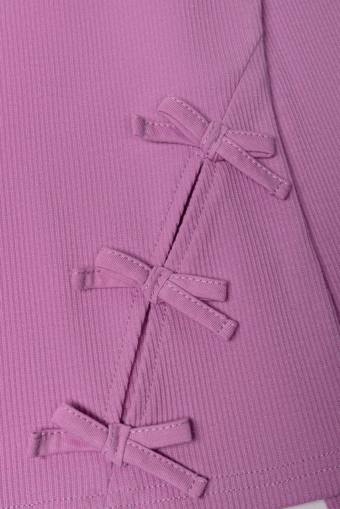 Long Sleeve Top With Bow Detail Purple
