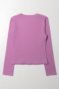 Long Sleeve Top With Bow Detail Purple (2)