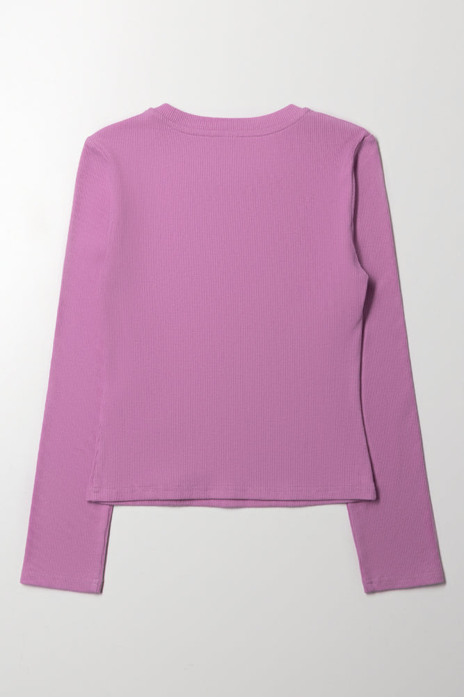 Long Sleeve Top With Bow Detail Purple (2)