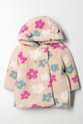 Flower Hooded Sherpa Jacket Multi