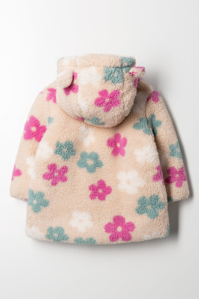 Flower Hooded Sherpa Jacket Multi (2)