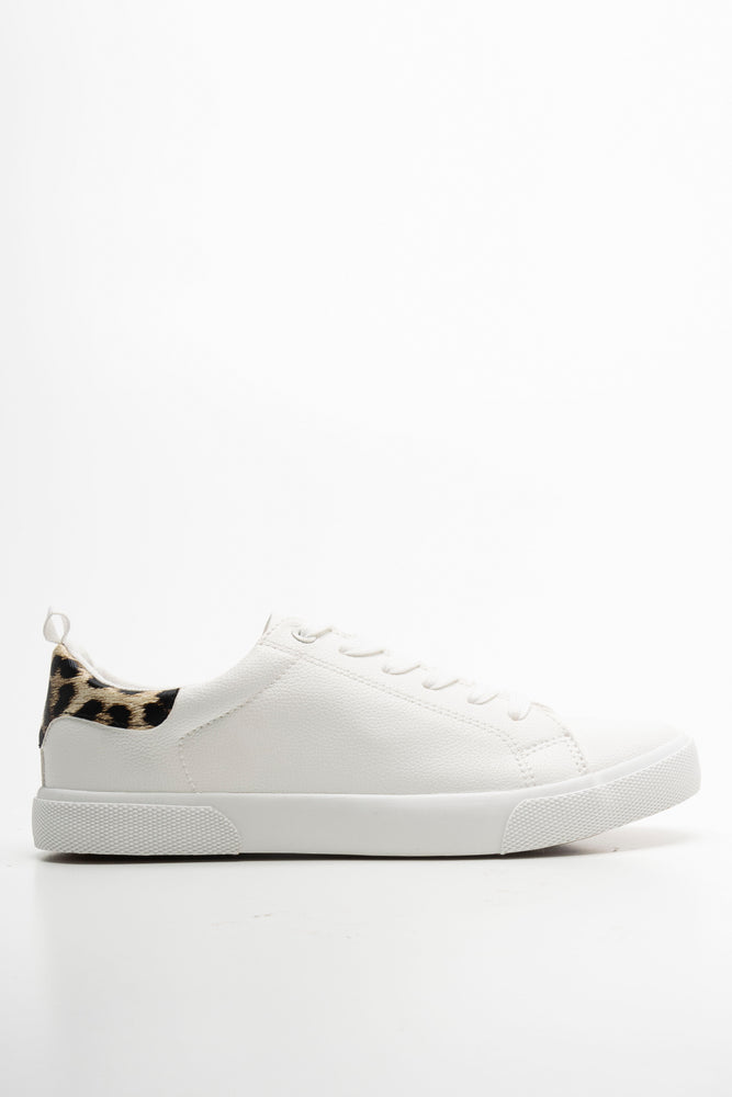 Back Tab Detail Lace Up Sneakers White (1)