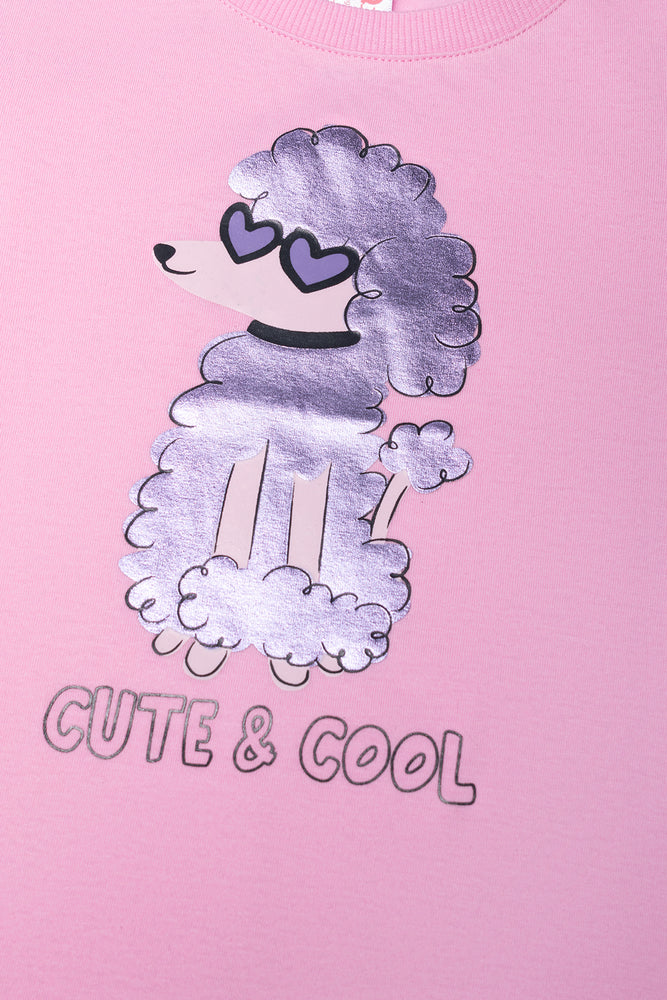 Poodle Short Sleeve T-Shirt Pink