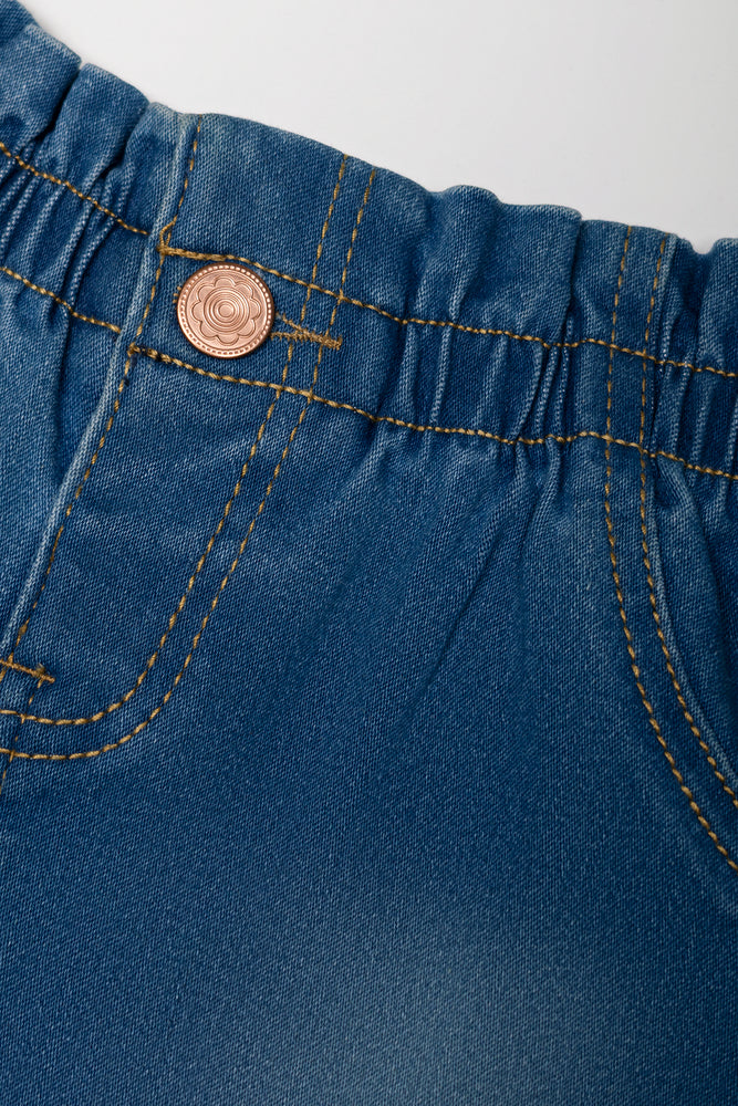 Paper Bag Denim Shorts Blue