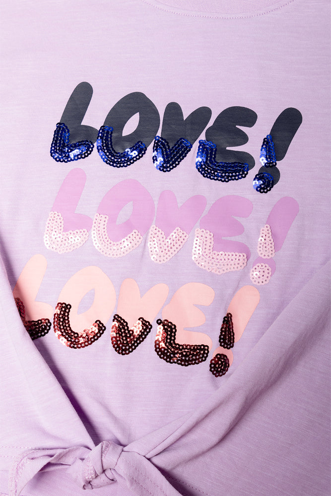 Sequin Front Tie Top Purple