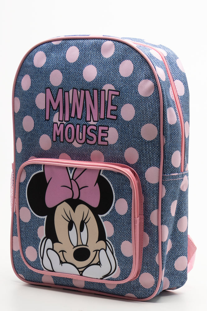 Minnie Mouse Spot Back Pack Blue And Pink (1)