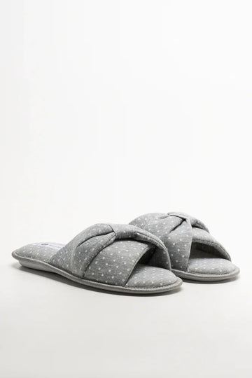 Polka Dot Open Toe Slippers Grey