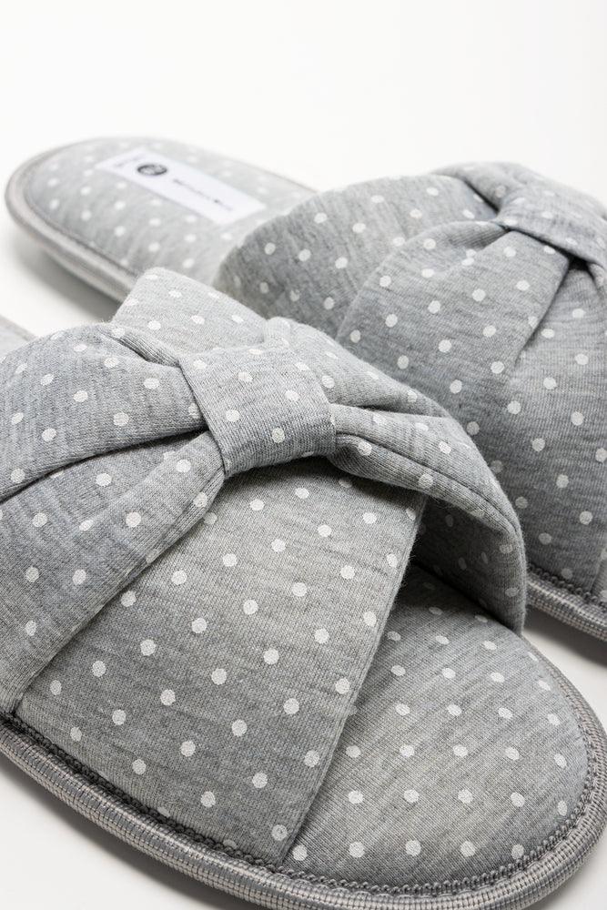 Polka Dot Open Toe Slippers Grey (2)