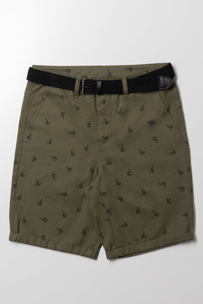 Belted Chino Shorts Green