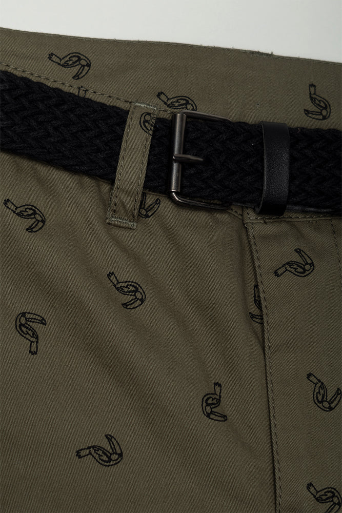 Belted Chino Shorts Green