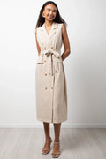 Double Breasted Sleeveless Trench Natural