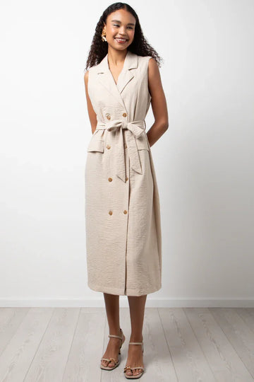 Double Breasted Sleeveless Trench Natural