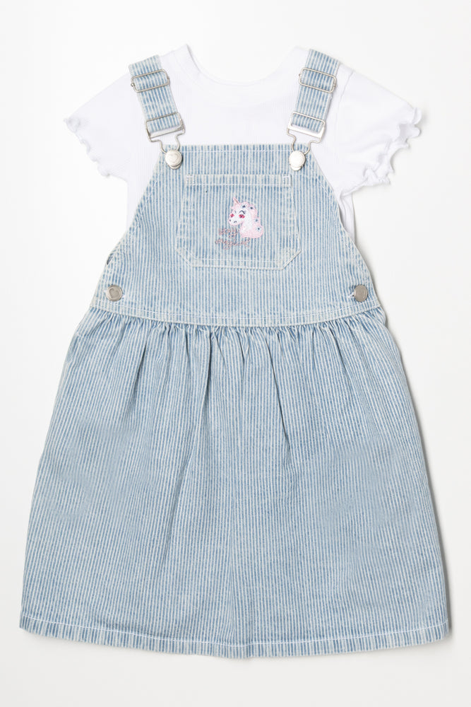 Denim Babydoll Pinafore Set Blue
