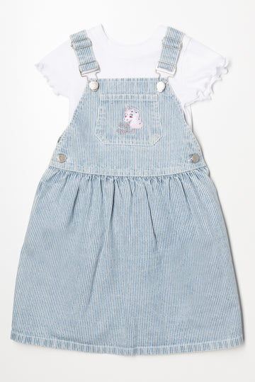 Denim Babydoll Pinafore Set Blue