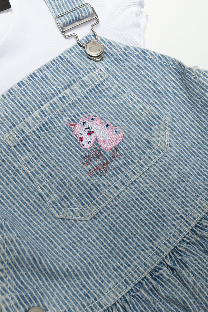 Denim Babydoll Pinafore Set Blue
