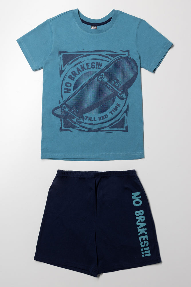 Skater Short Sleeve Pyjama Set Blue