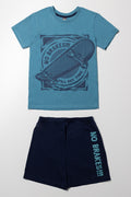 Skater Short Sleeve Pyjama Set Blue