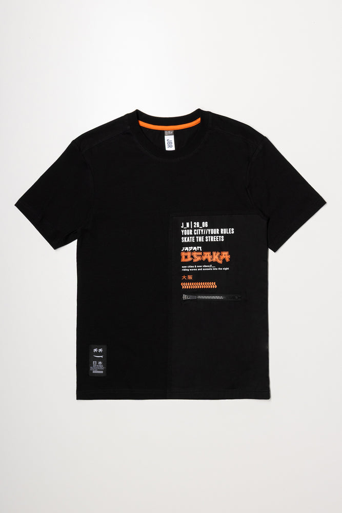 Pocket Zip T-Shirt Black