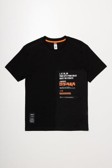 Pocket Zip T-Shirt Black